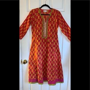 Westside Bohemian Cotton Dress. Embellished Collar Size Med.
